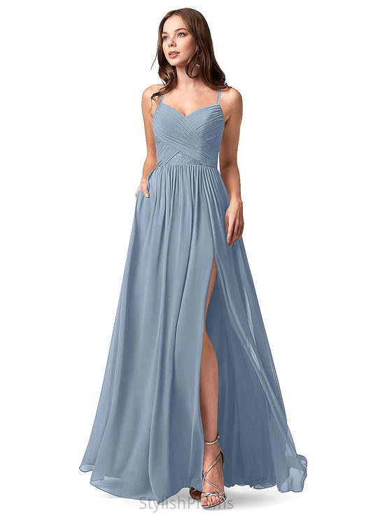 Jeanie Sleeveless Straps Natural Waist Floor Length Trumpet/Mermaid Bridesmaid Dresses