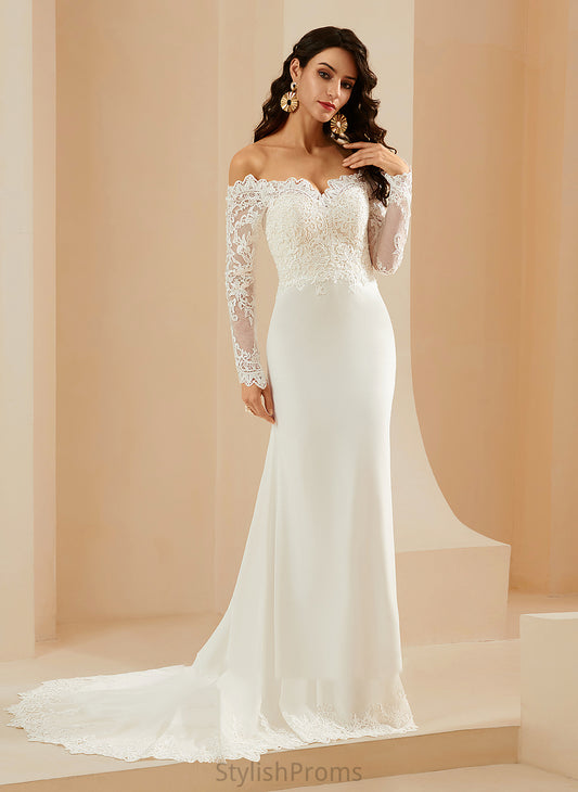 Trumpet/Mermaid With Wedding Dresses Court Wedding Lace Georgia Train Off-the-Shoulder Dress