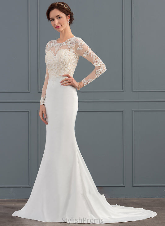 Dress Crepe Wedding Dresses Stretch Train Wedding Trumpet/Mermaid Bailee Illusion Sweep