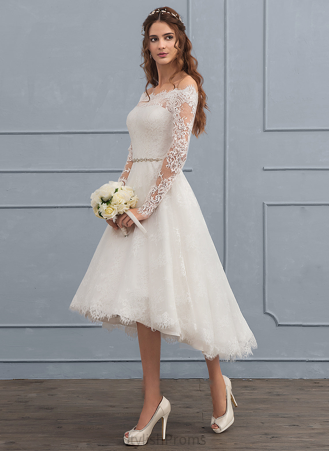 A-Line Wedding Wedding Dresses Dress Asymmetrical Martina Beading With Lace