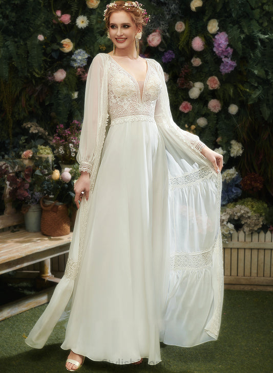 Wedding With Wedding Dresses Sequins Lace Dress Jordyn Split A-Line V-neck Front Floor-Length