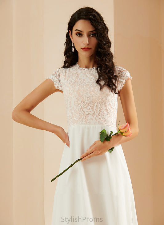 Wedding A-Line Floor-Length Scoop Lace Dress Chiffon Wedding Dresses Maggie