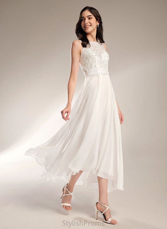 Alice Asymmetrical Dress A-Line Chiffon Wedding Dresses Wedding Scoop Lace