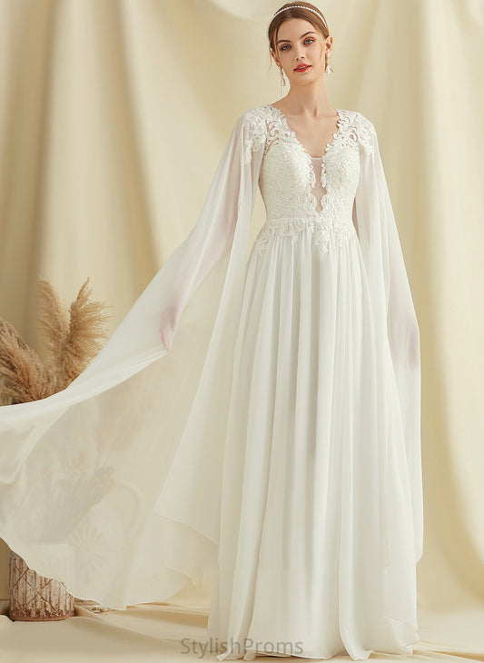 Wedding Wedding Dresses Dress Ashlynn Chiffon A-Line Lace With Sequins Floor-Length V-neck