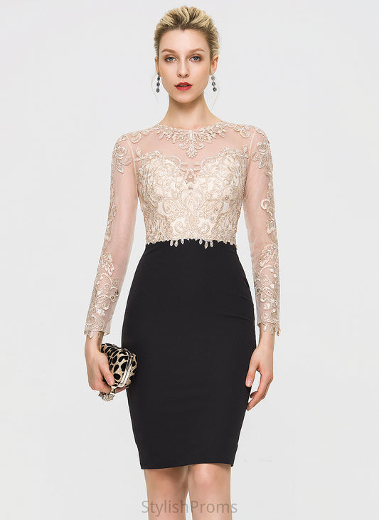 Lace Stretch Crepe Neck Natasha Sheath/Column Dress Cocktail Dresses Cocktail Knee-Length Sequins Scoop With