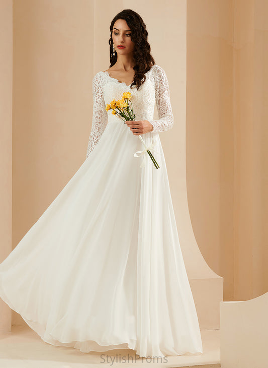 Lace Mya With V-neck Wedding Dresses Dress Chiffon Train A-Line Sweep Wedding