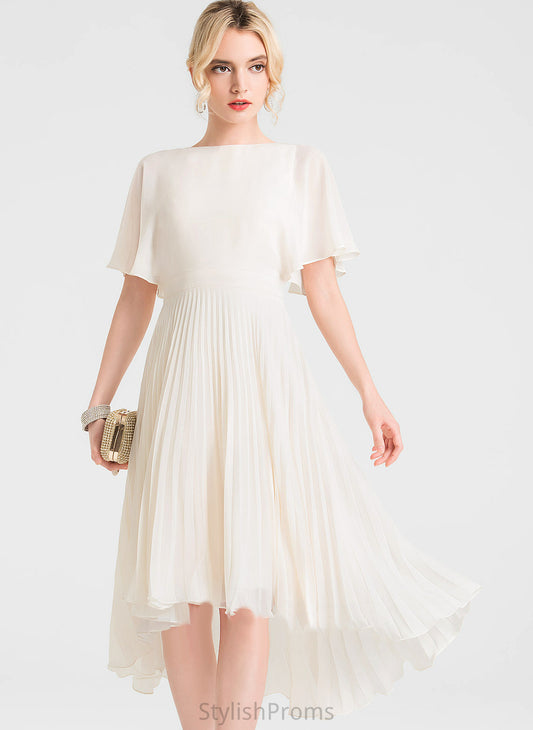 Dress Cocktail Dresses A-Line Cocktail Lena Chiffon With Asymmetrical Neck Scoop Pleated