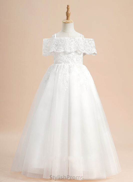 Jocelynn Girl Sleeves - Ball-Gown/Princess Lace Off-the-Shoulder Flower Girl Dresses Tulle Short Flower With Floor-length Dress