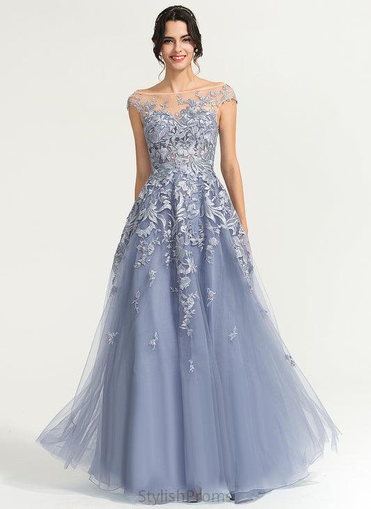 Lace Scoop Tulle Ball-Gown/Princess Floor-Length Prom Dresses Liana