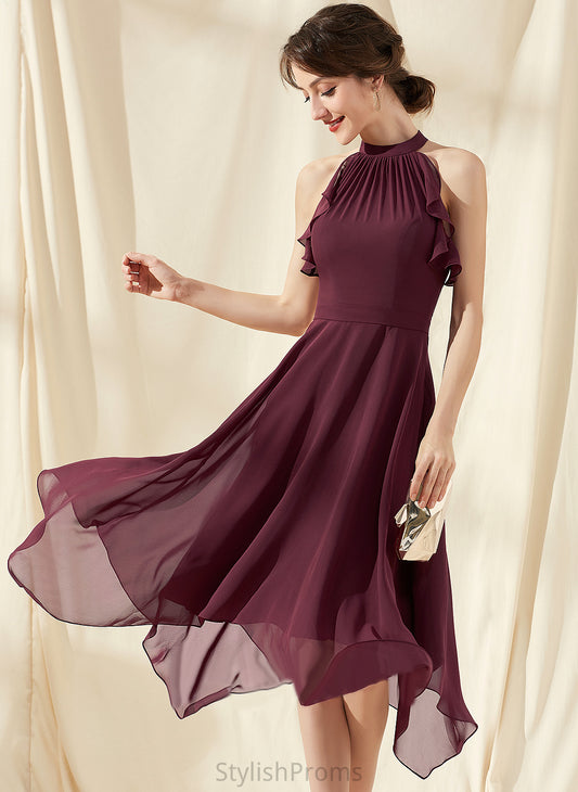 Dress Cocktail Dresses Scoop With Cocktail Mariah Neck A-Line Ruffles Chiffon Cascading Tea-Length