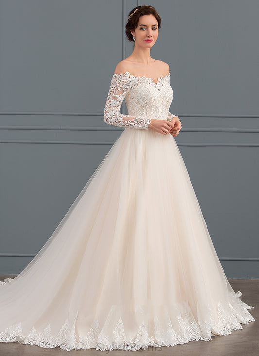 Off-the-Shoulder Chapel Anaya Dress Wedding Train Wedding Dresses Ball-Gown/Princess Lace Tulle