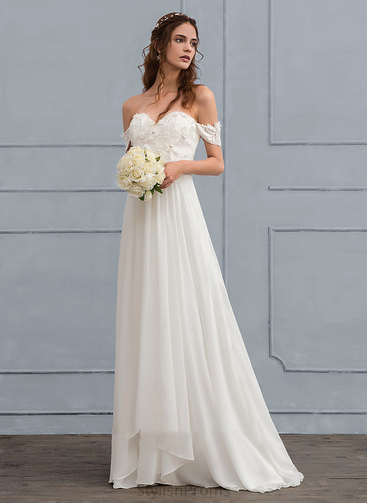 A-Line Train Flower(s) With Chiffon Lace Louisa Dress Beading Wedding Dresses Sweep Wedding