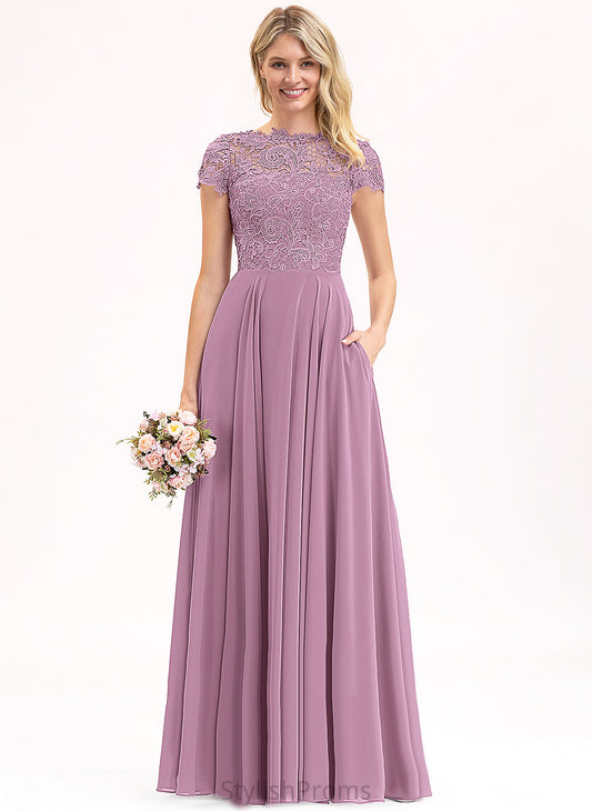 Prom Dresses Floor-Length Scoop A-Line Lace Chiffon Karley