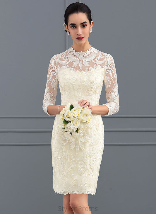 Lace Knee-Length High Sheath/Column Dress Neck Wedding Dresses Armani Wedding