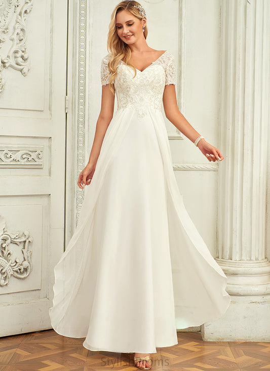 Lace Aliyah Chiffon A-Line With Dress Wedding Dresses Wedding Floor-Length Lace V-neck