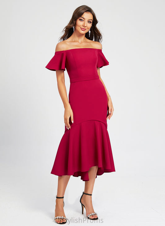 Asymmetrical Lexi Crepe Ruffle With Off-the-Shoulder Stretch Cocktail Dresses Dress Trumpet/Mermaid Cocktail