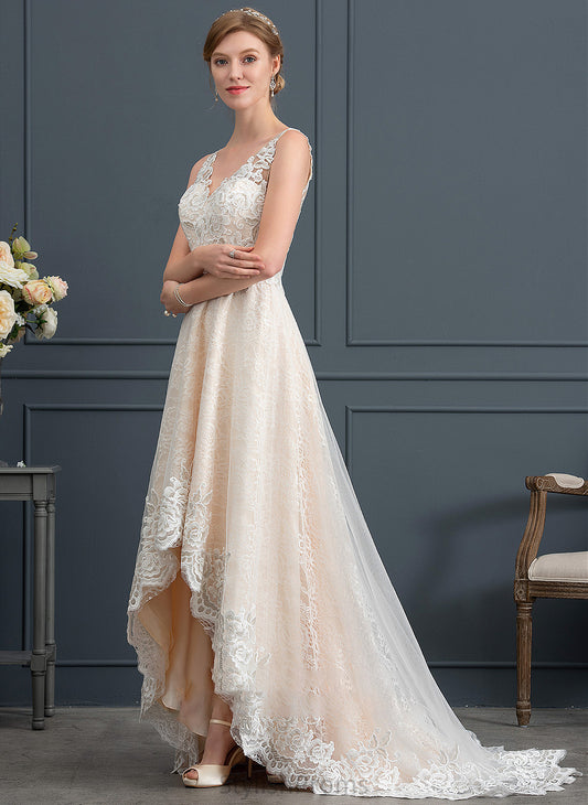 Wedding With Pam Wedding Dresses Dress Asymmetrical Lace V-neck Tulle A-Line