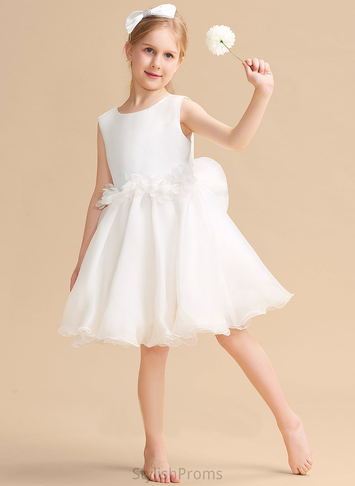 Dress Scoop Neck Sleeveless Knee-length Flower Organza Girl A-Line - Mayra Flower Girl Dresses