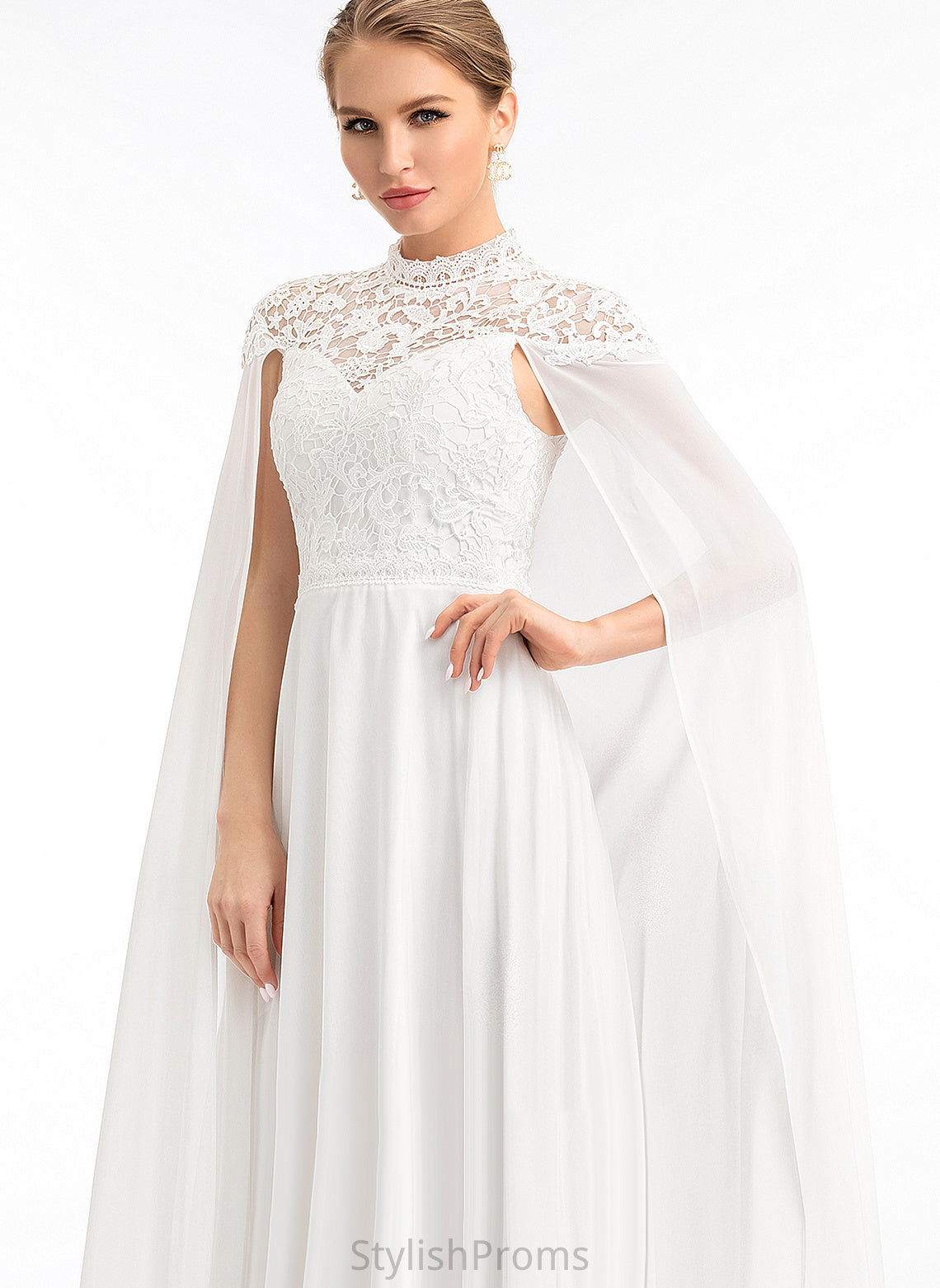 Chiffon Dress Setlla Floor-Length High Lace Wedding Dresses Wedding A-Line Neck