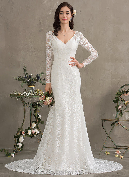 V-neck Train Wedding Lace Wedding Dresses Alani Court Dress Trumpet/Mermaid