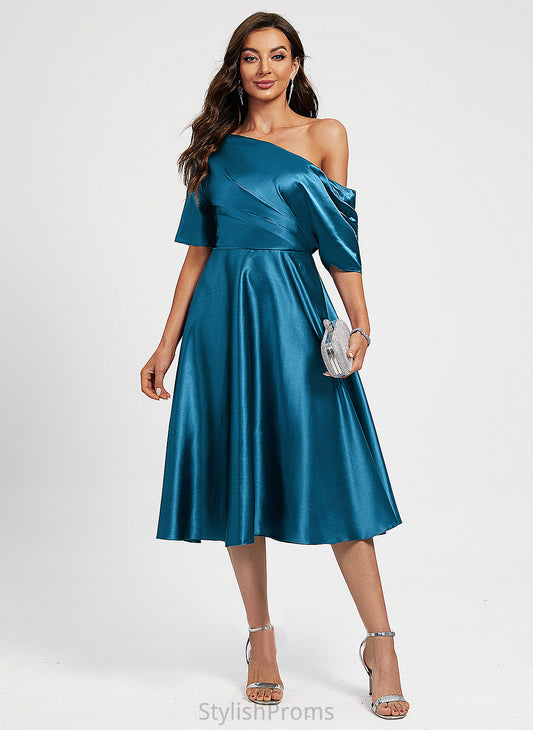 One-Shoulder Knee-Length A-Line Dress Cocktail Dresses Charmeuse Undine Cocktail