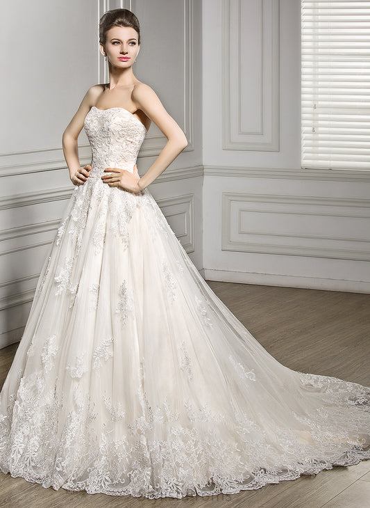 Wedding Dresses Train Dress Sweetheart Tulle Ball-Gown/Princess Wedding Court Lace Libby