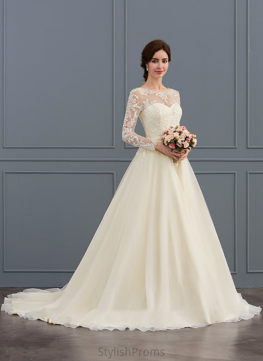 Court Wedding Dresses Ball-Gown/Princess Illusion Train Dress Sequins Aliyah Wedding Lace Beading With Tulle