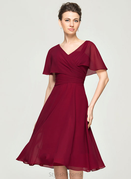 Chiffon With Knee-Length Elaine Dress Cocktail A-Line Cocktail Dresses Ruffle V-neck