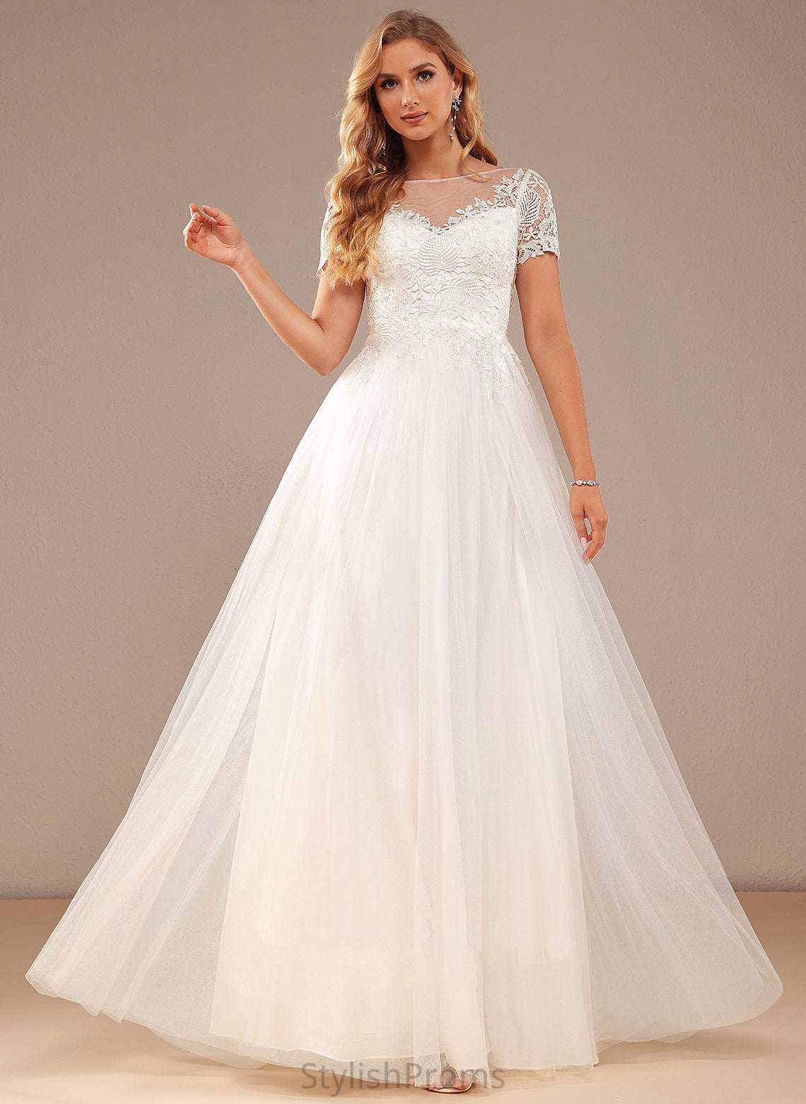 Tulle Kaylin Wedding Dresses Lace With Lace Dress Neck Scoop A-Line Floor-Length Wedding