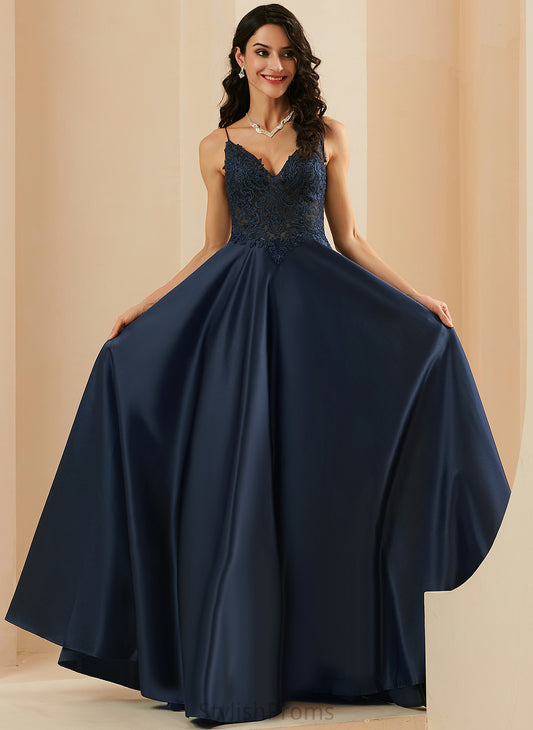 Prom Dresses Lace V-neck A-Line Floor-Length Lynn