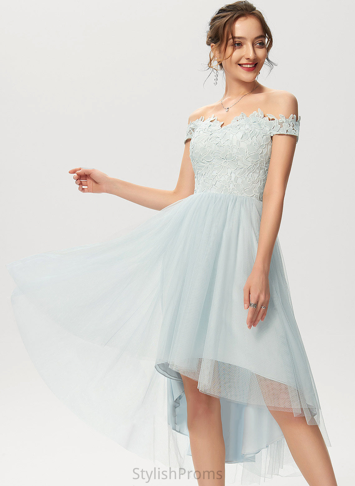 Lace A-Line Off-the-Shoulder Cocktail Dresses Aria Cocktail Tulle Dress Asymmetrical