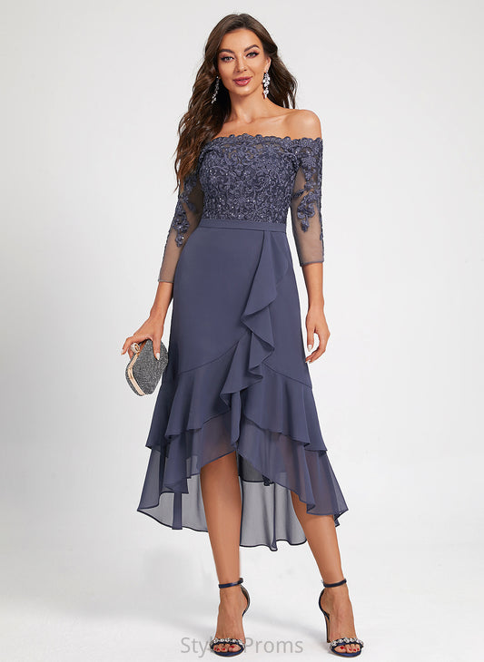 Off-the-Shoulder Cocktail Dress Asymmetrical With Rita Sequins Chiffon Cocktail Dresses Trumpet/Mermaid