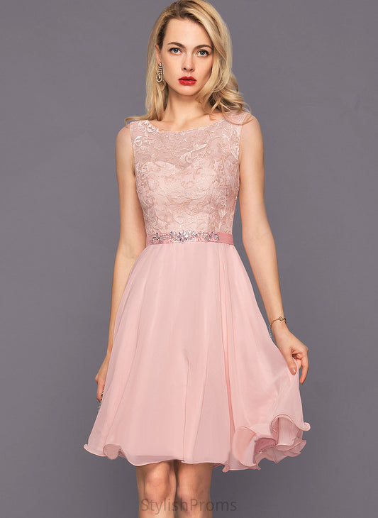 Neck Lace Scoop Chiffon Dress Cocktail Charmeuse Cocktail Dresses With Knee-Length A-Line Beading Sequins Brenda