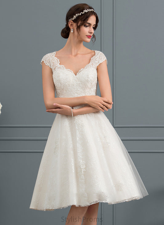 Wedding Dress Lace Knee-Length A-Line Tulle Wedding Dresses Ashtyn V-neck