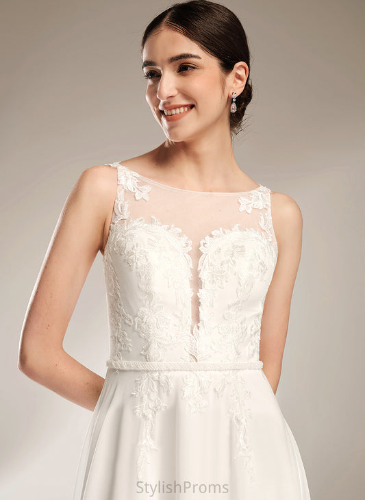 Chiffon A-Line Lexie Wedding Sequins Train Dress Sweep Illusion Lace Wedding Dresses With