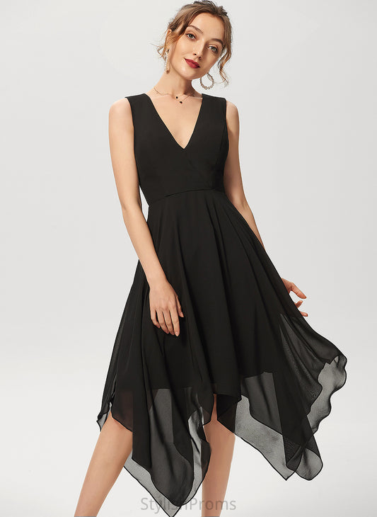 Cocktail Akira Chiffon A-Line Asymmetrical Dress V-neck Cocktail Dresses