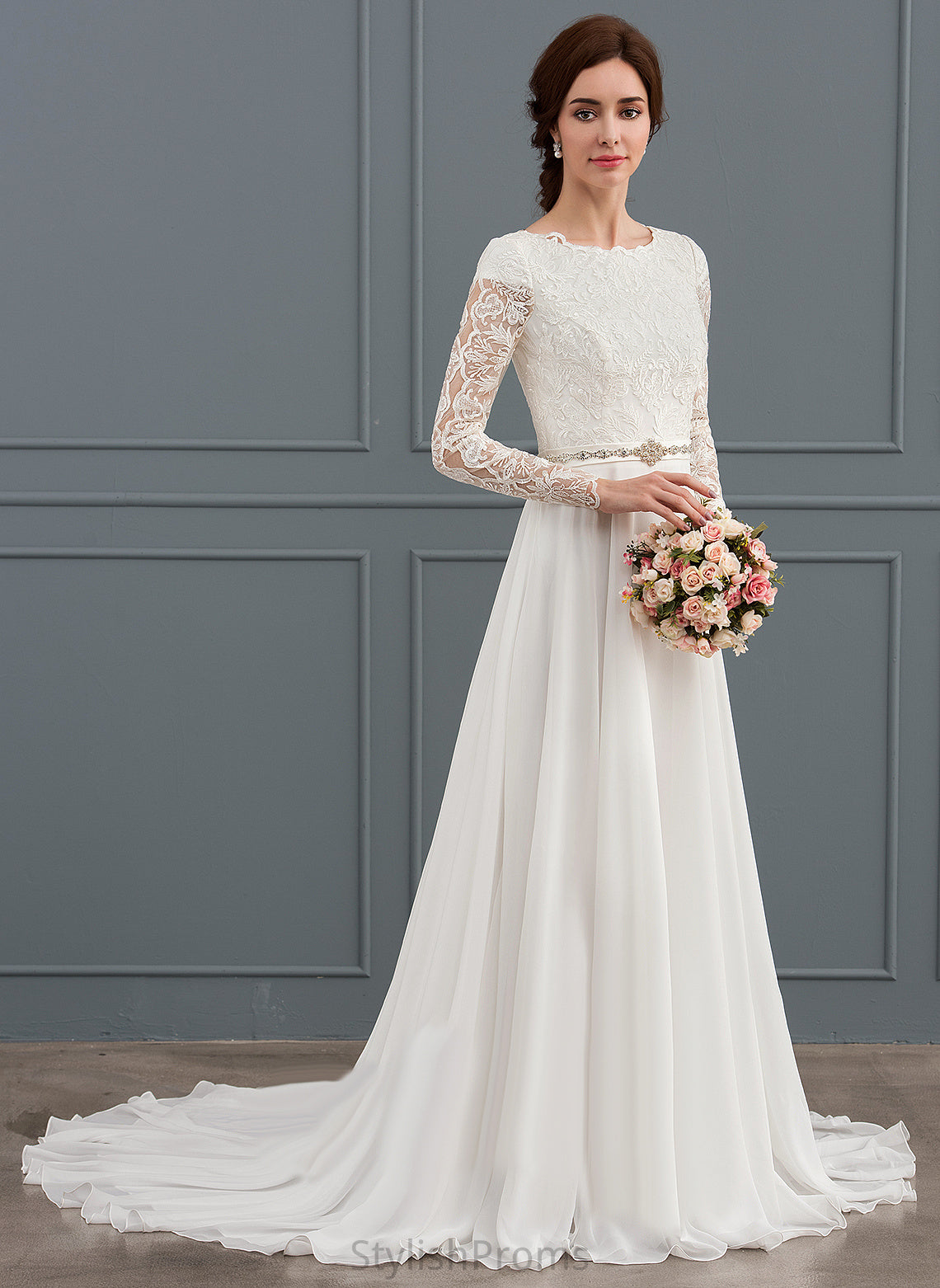 Wedding Dresses Train Dress With Chiffon Lace Court Beading A-Line Zara Wedding