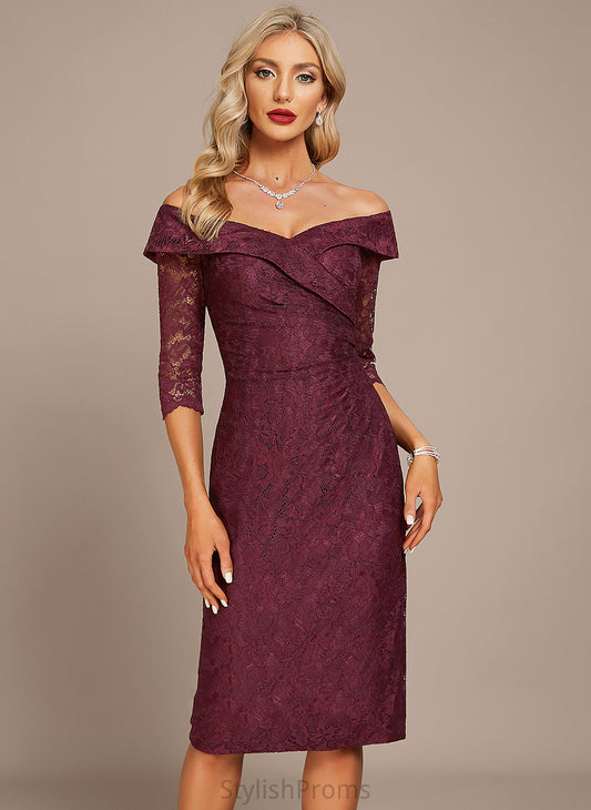 Sheath/Column Lace Cocktail Dresses Cocktail Dress Alexa Off-the-Shoulder Knee-Length