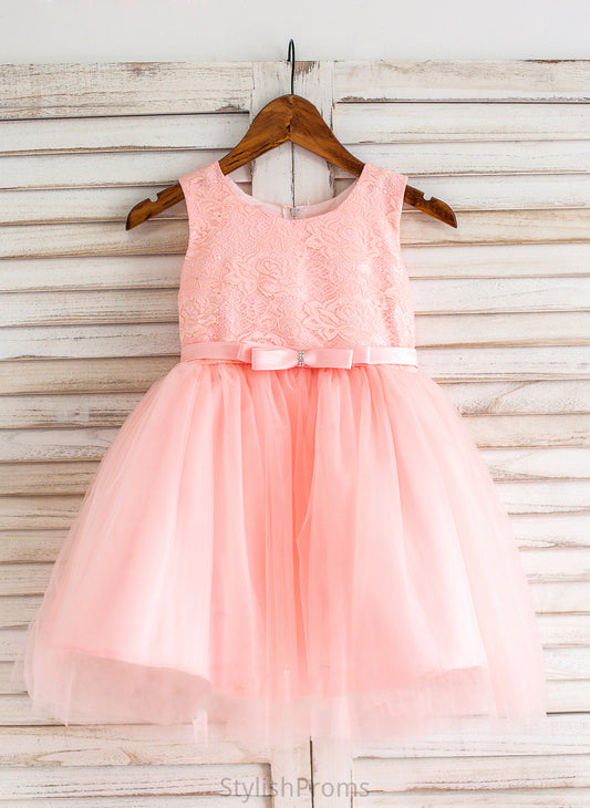 Dress Neck Girl Scoop Knee-length - Bow(s) Tulle/Lace Ball-Gown/Princess Flower Girl Dresses Flower Kimora Sleeveless With