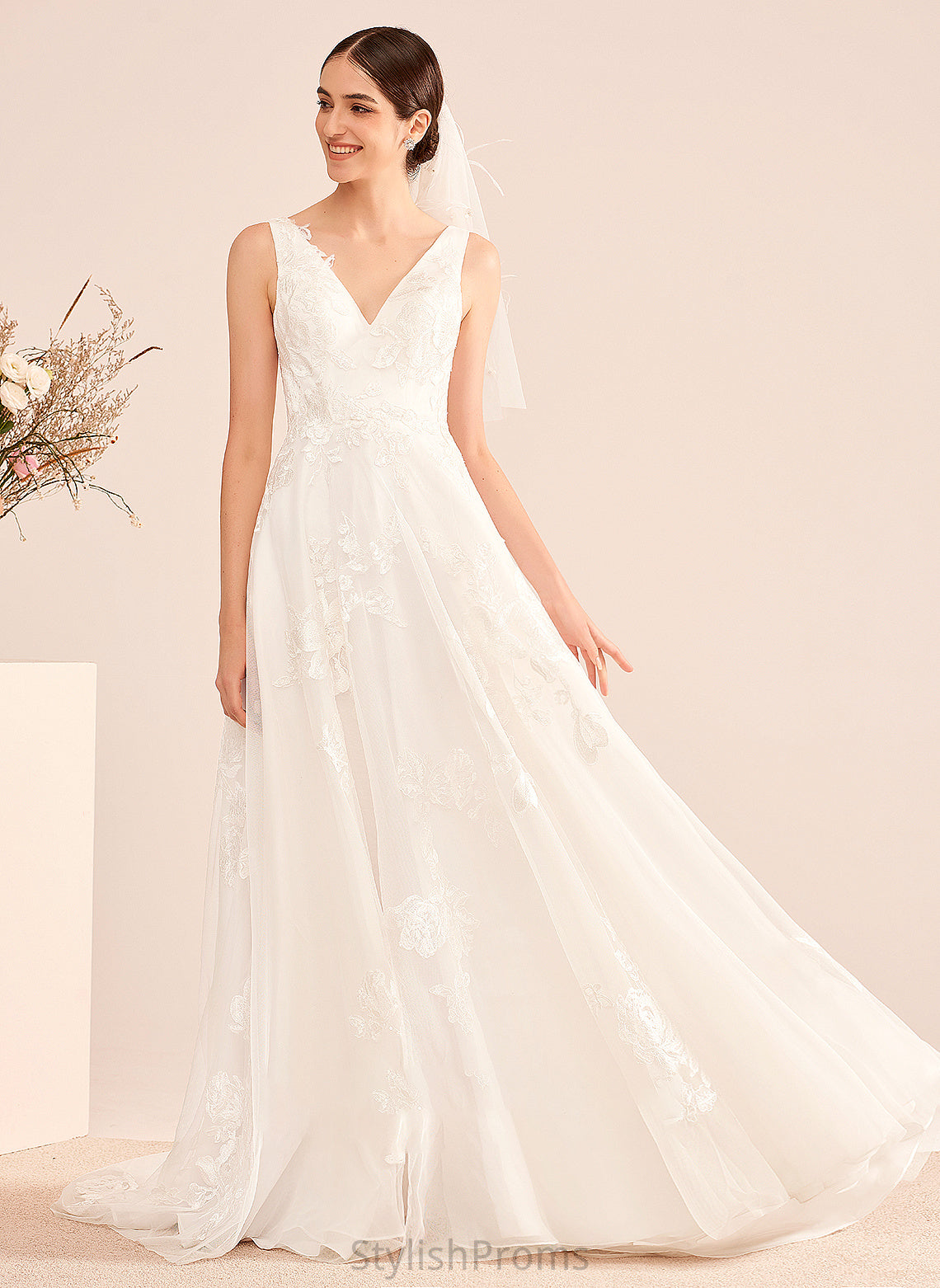 Lace Train Patricia Wedding With A-Line Dress Wedding Dresses Court V-neck