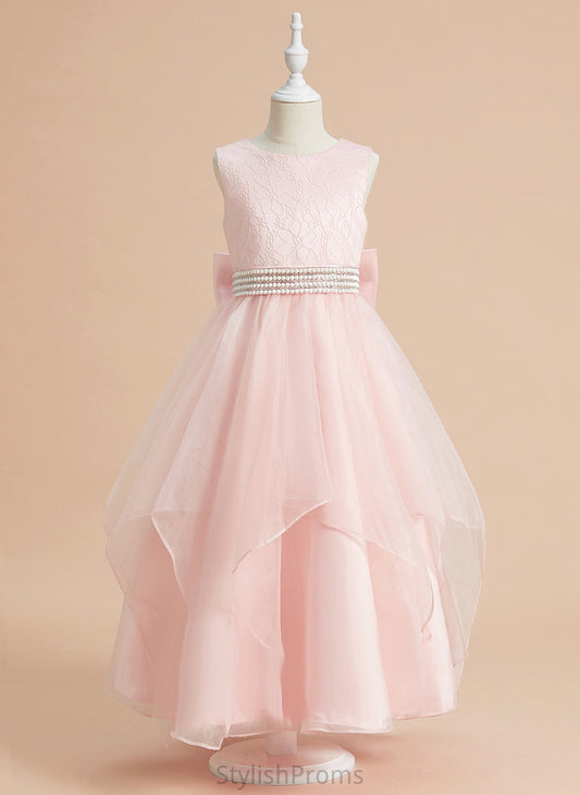 Beading/Bow(s) Flower Girl Dresses With Neck Ball-Gown/Princess Maia Dress Flower - Sleeveless Scoop Organza/Lace Ankle-length Girl