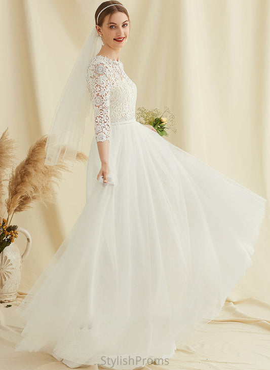 Train Lace Wedding Dresses Scoop Sweep Kamryn A-Line Dress Tulle Wedding Neck