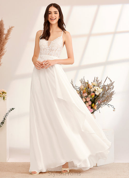 Lace Chiffon With Wedding Dress Haley A-Line Sequins V-neck Wedding Dresses Floor-Length