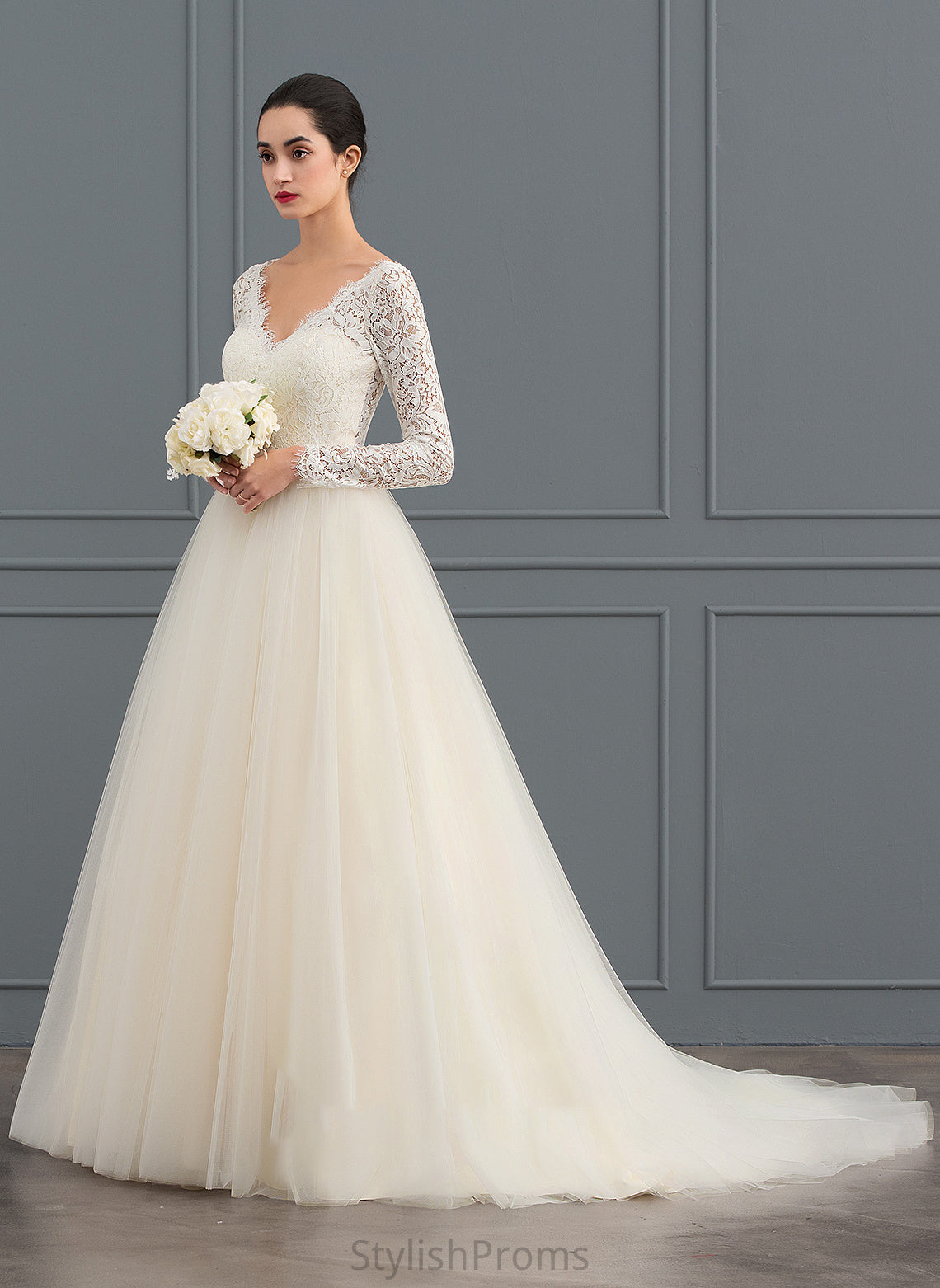 Lace Wedding Dresses Dress Wedding Muriel V-neck Ball-Gown/Princess Court Train Tulle