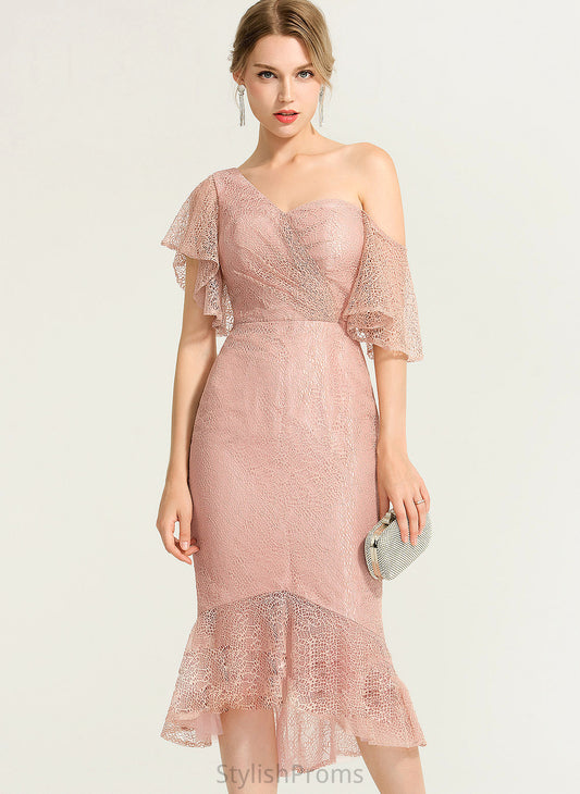 Cocktail Dresses Lace One-Shoulder Dress Trumpet/Mermaid Dana Asymmetrical Cocktail