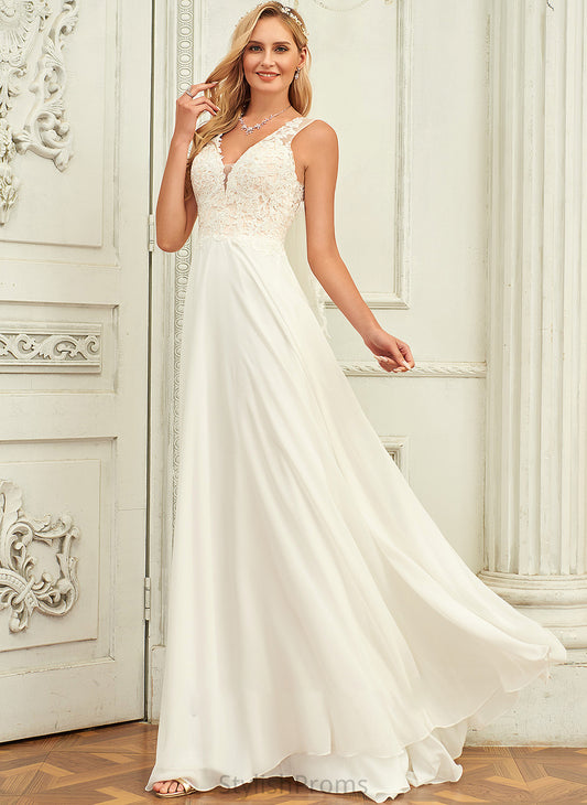 V-neck Lace Sweep Lace Natalie A-Line Wedding Dresses Dress Train Chiffon Wedding With