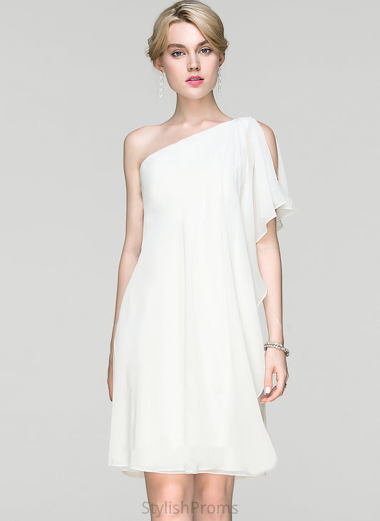 Cocktail Sheath/Column Ruffle Chiffon Knee-Length Sydnee One-Shoulder With Dress Cocktail Dresses