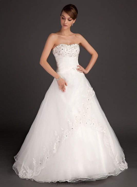 Lace Ruffle Organza Wedding Dresses Beading Macie Ball-Gown/Princess Dress With Wedding Sweetheart Floor-Length Satin