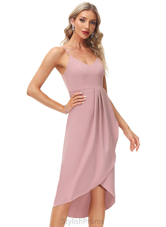 Cocktail Stretch Jillian Crepe Front Cocktail Dresses Tea-Length Split V-neck Sheath/Column With Dress