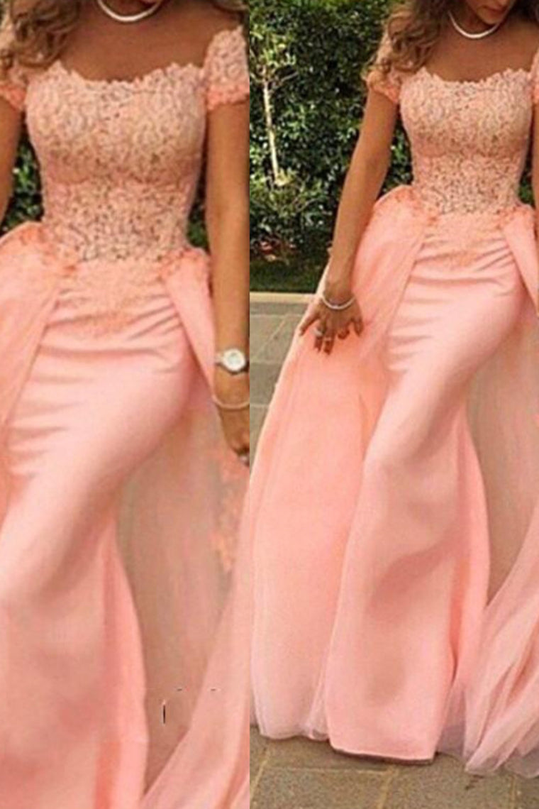 Scoop Prom Dresses Mermaid Tulle & Chiffon With Applique